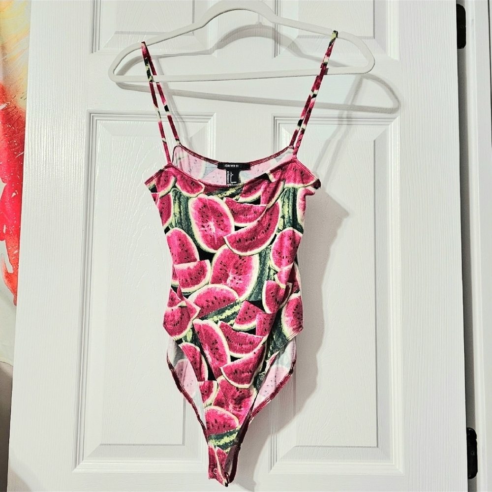 Forever 21 Watermelon Print Bodysuit - Size L - Picture 3 of 13